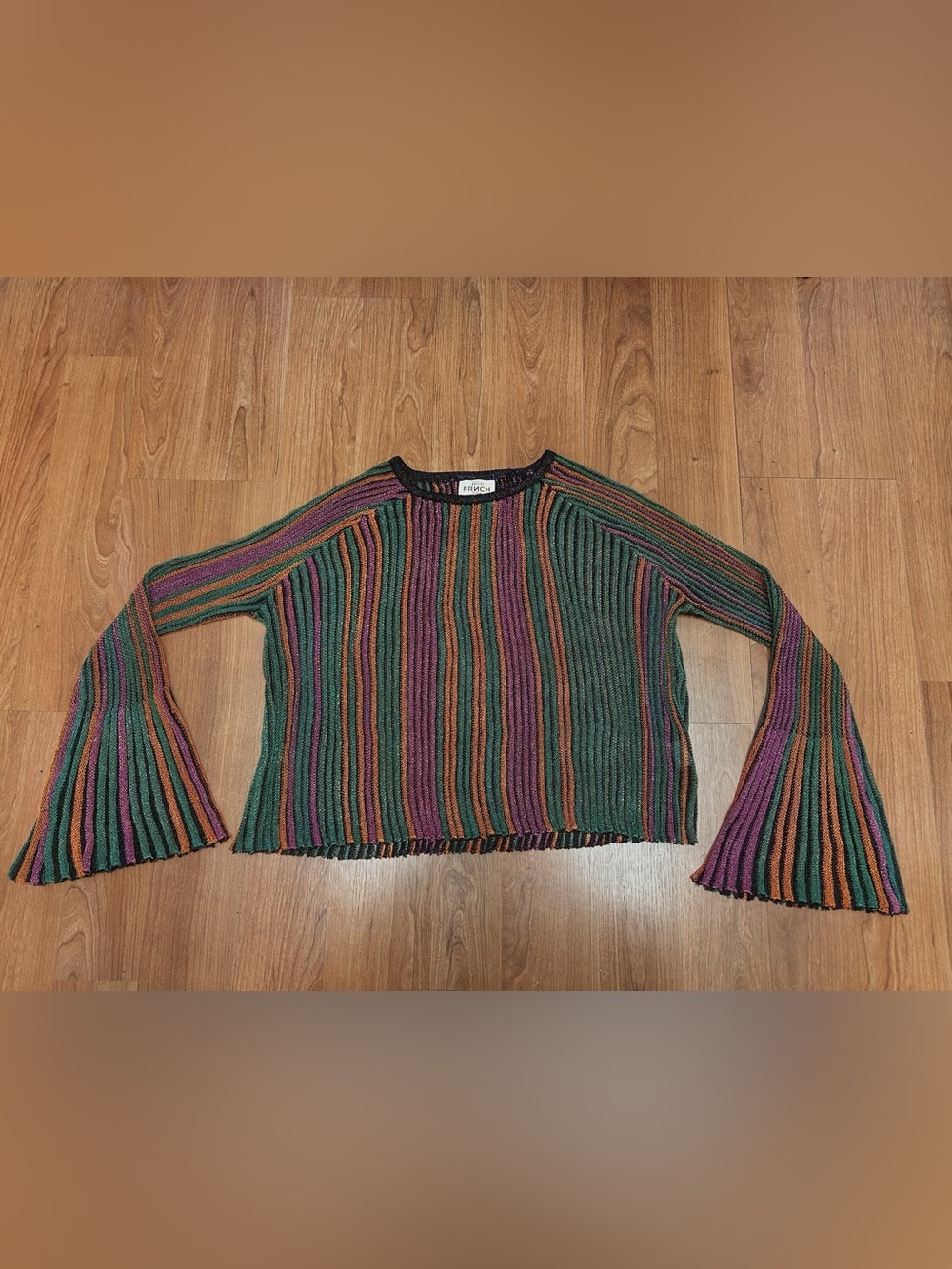 Anthropologie Frnch Sheer Shine Long Sleeve Sweater Size S Rainbow Sparkly